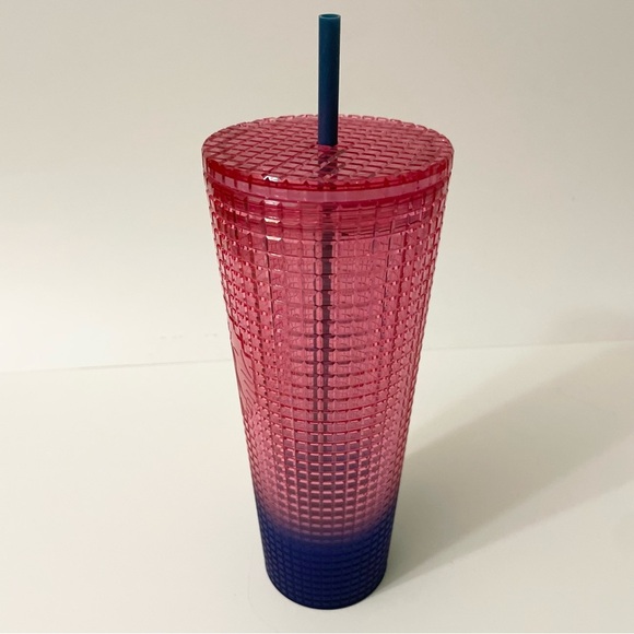 Starbucks Watermelon Pink Purple Gradient Ombre Grid 24oz Venti Tumbler - Picture 4 of 14